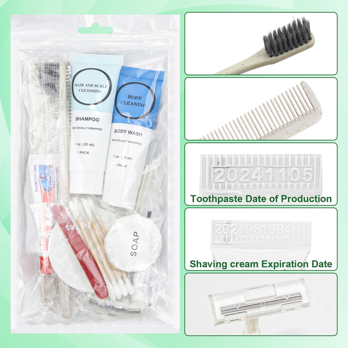 Toiletry Kits Homeless Personal Hygiene Care Package Kits Supplies In Bulk, Disposable Travel Size Essential Women Men Toiletries Set for Hotel,Charity,Camping,Travel (7.1 Inch, 40, Count)