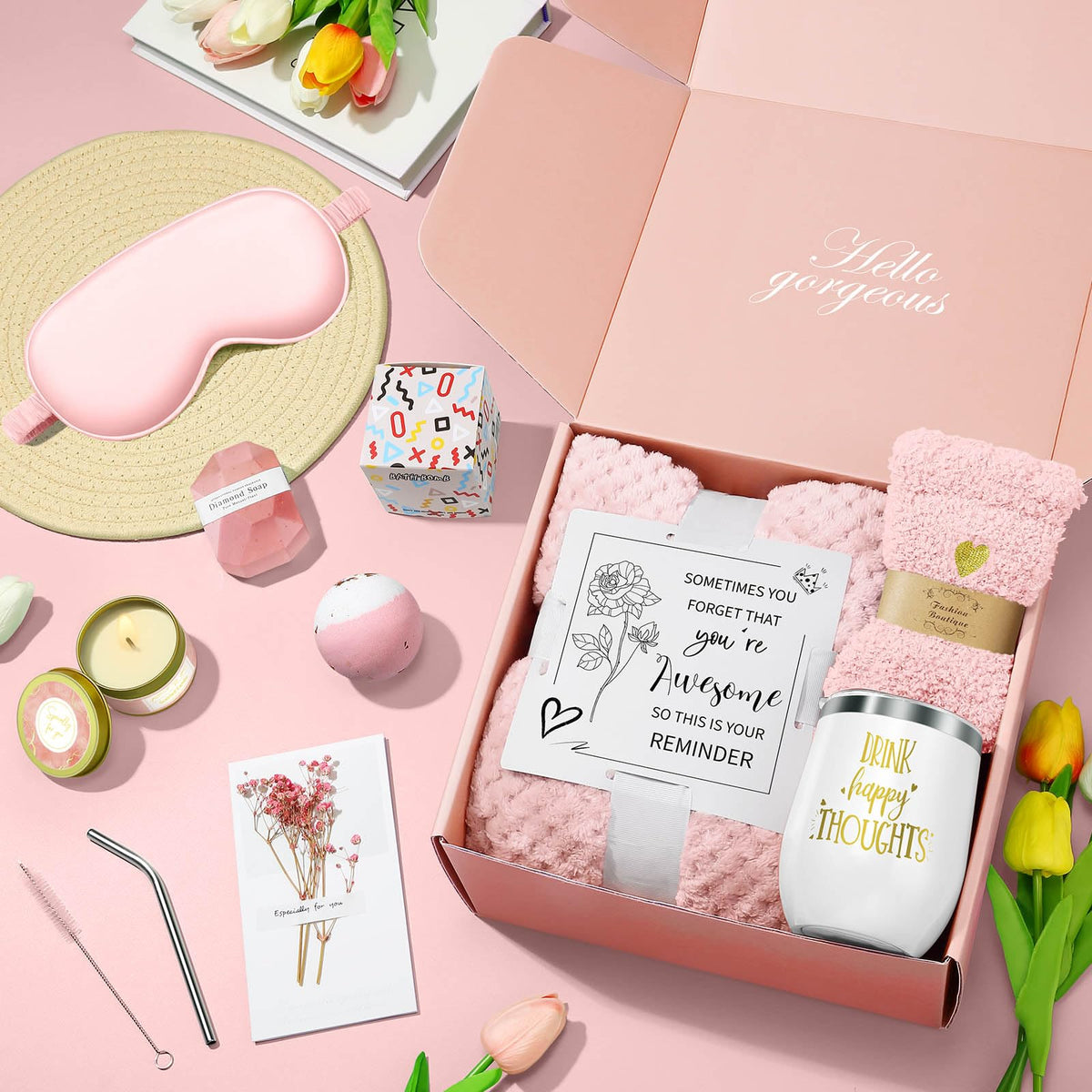 Mothers Day Gifts for Mom Wife Grandma Daughter Friends Sister, Happy Birthday Gifts for Women Mom Her Friend Sister Wife Grandma, Self Care Gift Get Well Relaxing Spa Gift Basket Set