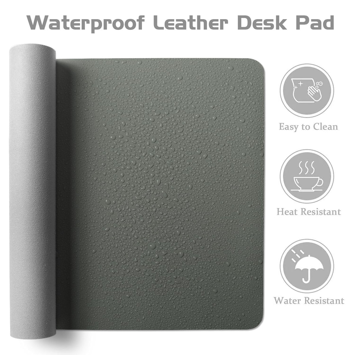 Aothia Leather Desk Pad Protector - Large Mouse Pad, Office Mat, Non-Slip PU Leather Blotter, Laptop Desk Pad, Waterproof Writing Pad for Office and Home (Jungle Green, 38" x 13.7")
