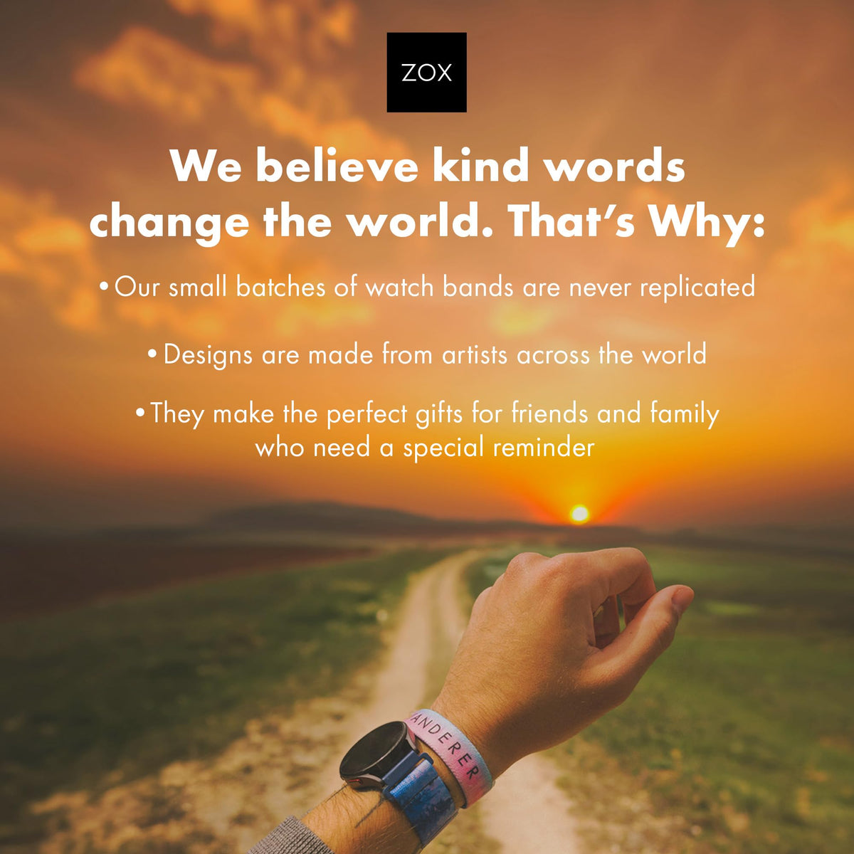 ZOX Android Smart Watch Band – One Day At A Time | Soft, Adjustable Elastic Band with Motivational Affirmations and Beautiful Artwork – Gifts for Men, Women & Teens (20 MM)