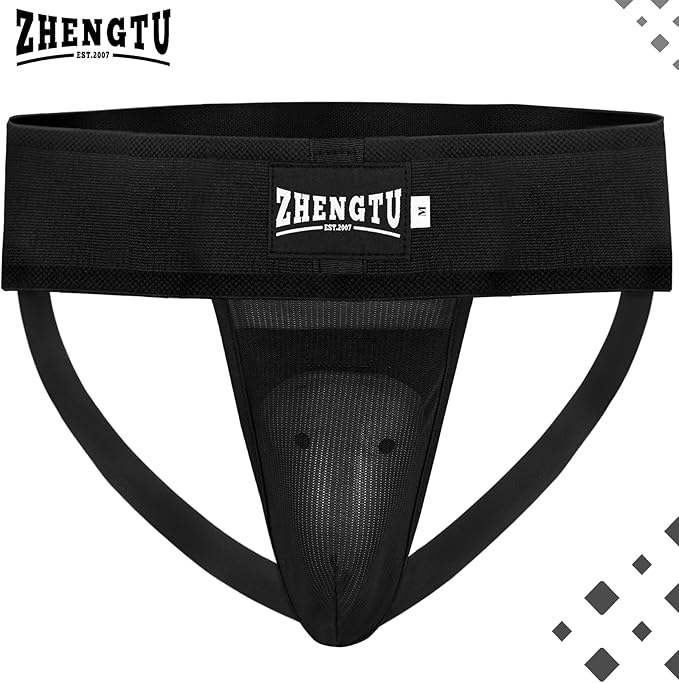 Groin Protector Cup Kickboxing Boxing Muaythai MMA Groin Guard, Jockstrap Karate Training, BJJ Protection, Soccer, Basketball Removable TPE Cup with Silicone Cushioning
