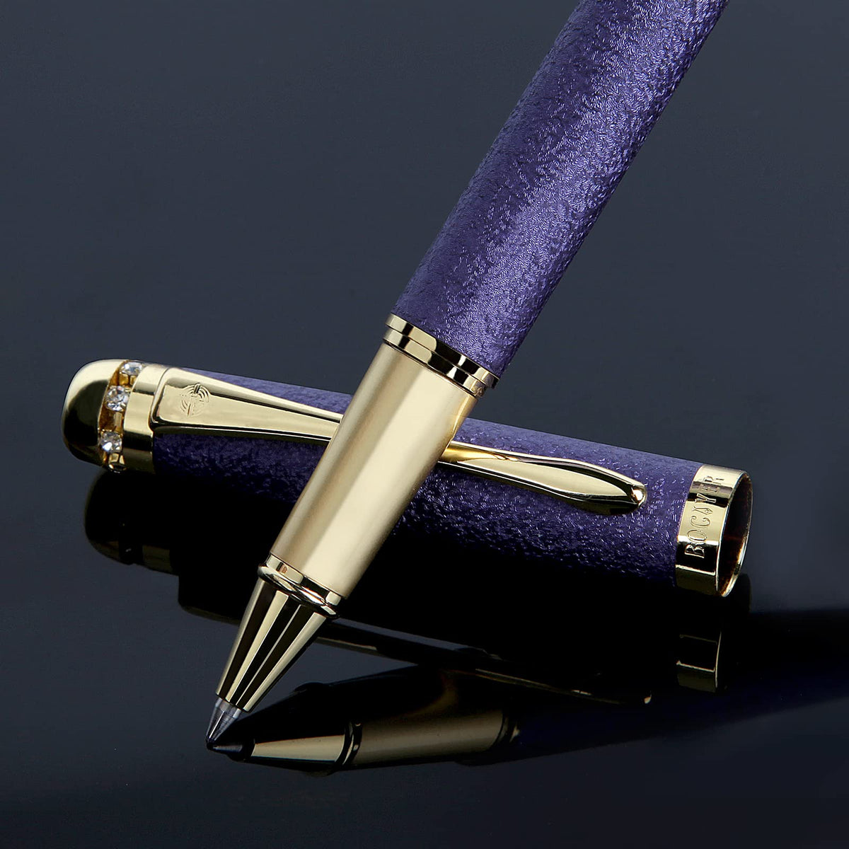 BOCIYER Rollerball Liquid Ink Pens,Best Luxury Ball Pen Gift Set for Women,Black Ink Fancy Pen Refillable for Executive Office,Professional,pretty pens,cool pens,Nice cute Designer Pens(Purple)