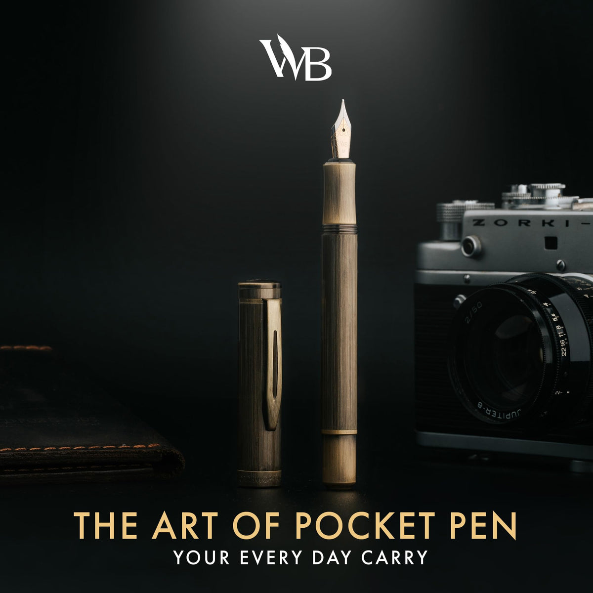 Wordsworth and Black Fountain Pen Mini EDC: Luxury Bronze Heavy Pocket Pen, Medium Nib, 6 Ink Cartridges, Ink Converter, Travel Refillable Writing Pen Gift Set, Men & Women