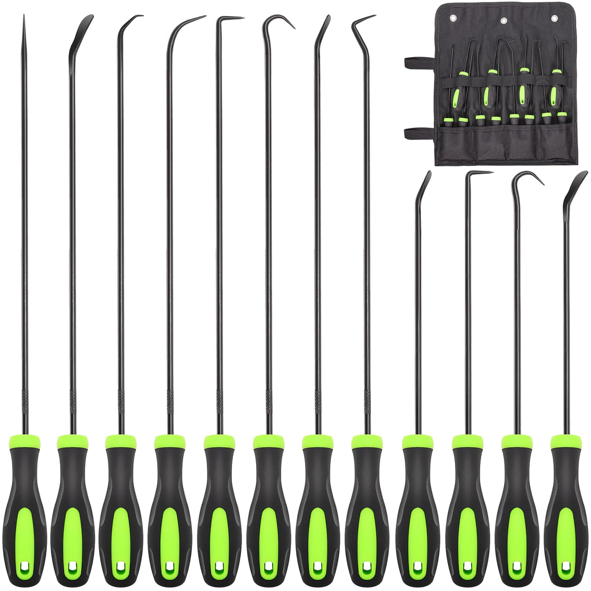 Doaho 12PCS Automotive Hook and Pick Tool Set,Long & Mini Precision Puller Remover Tool Kit for Auto O-Ring,Seal & Gasket Removal,Mechanic Professional Tools,Car Repair Essentials