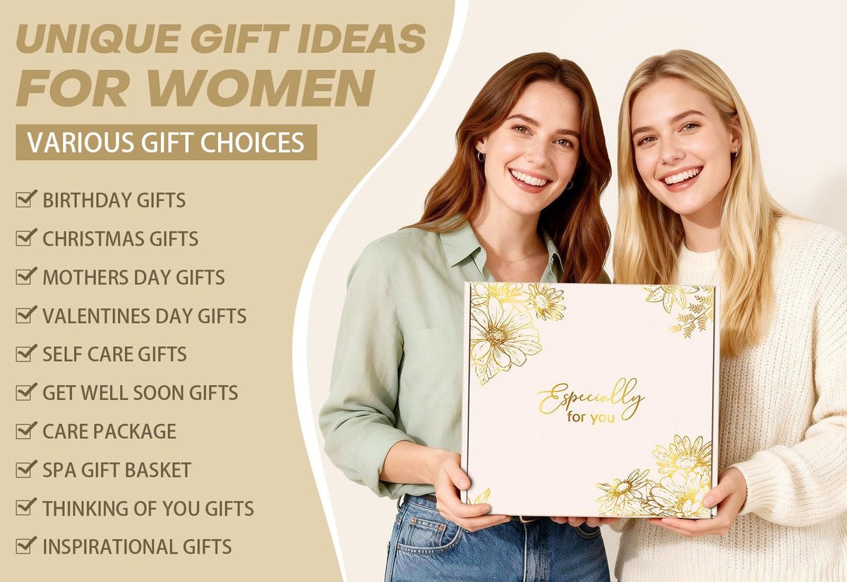 Birthday Gifts for Women, Gift Baskets for Women Self Care Spa Set, Get Well Care Package Inspirational Relaxation Mothers Day Gifts with Crochet Flower Bouquet for Mom Friend Sister