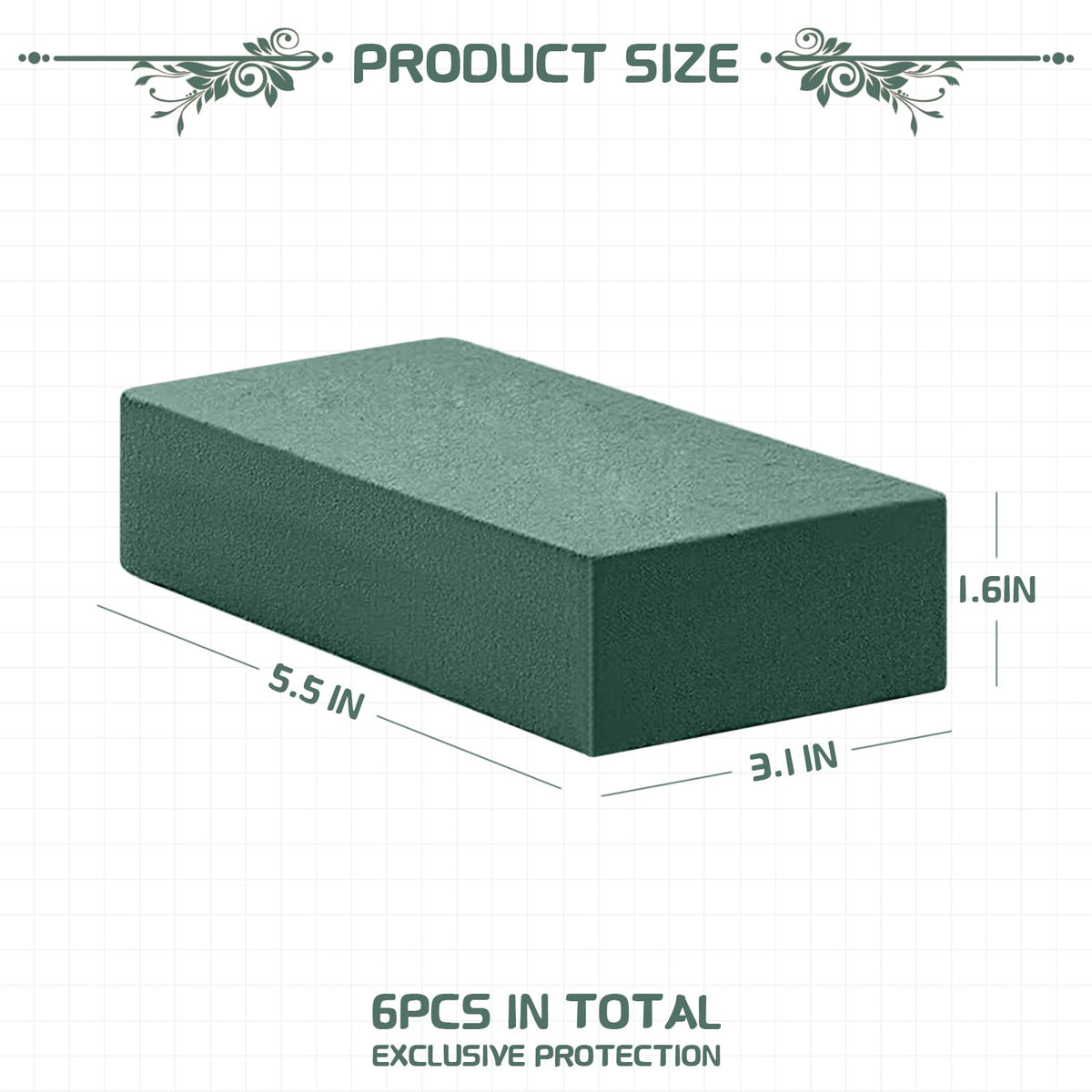 10 Pcs Floral Foam Blocks, Foam for Flower Arrangements(5.5"L x 3.1"W x 1.7"H), Green Dry & Wet Flower Foam, Florist Foam for DIY Crafts, Wedding, Birthdays, Home Decorations