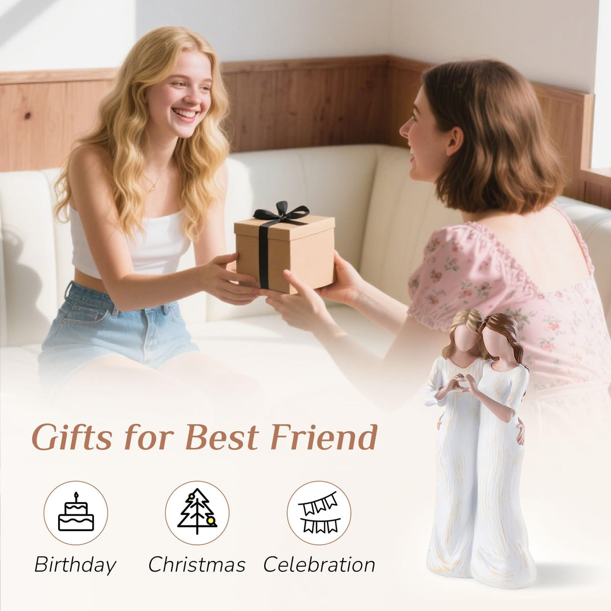 Storieme Sister Figurines - Best Friends Gifts for Women, Bestie Friendship Christmas & Birthday Gift