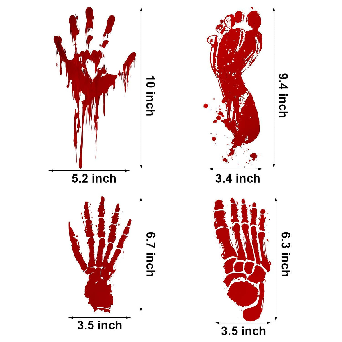 Outus 152 Pcs Halloween Stickers Footprints Window Floor Decal Splats Wall Stickers for Halloween Winter Holiday Party Decorations, 12 Sheets