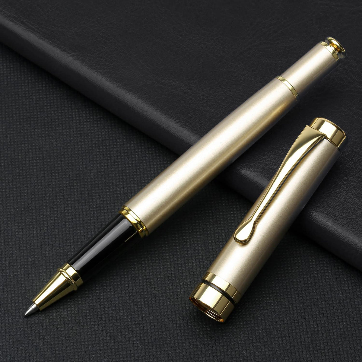 YIVONKA Luxury Ballpoint Pens Best Ball Pen Gift Set for Men & Women Professional Executive Office Nice BallPens Classy Gift Box Ballpoint Black Refill Line width 0.5mm (Gold)