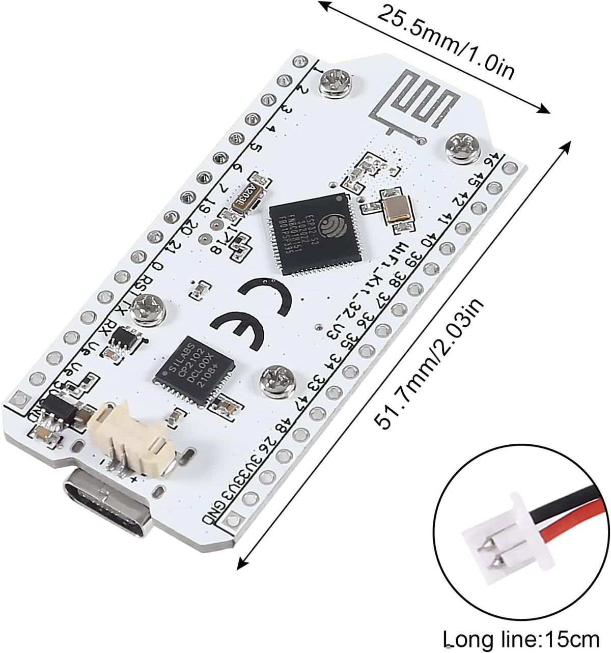 AITIAO 2PCS ESP32 V3 ESP-32 0.96 Inch CP2012 ESP8266 OLED WiFi Kit Type-C Blue OLED Display WiFi+Bluetooth Internet