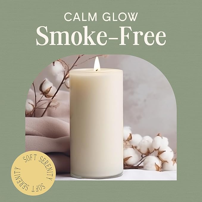 Mister Candle Dripless Vanilla Scented Ivory Pillar Candles Set of 3, Hand Made Vanilla Pillar Candles with Essential Oils for Home Decor, Premium Wax, 80 Hr Burn Time (3x6 inch)