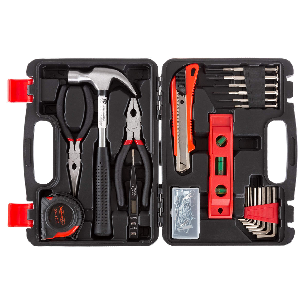Tool Kit - 102 Heat-Treated Pieces with Carrying Case - Essential Steel Hand Tool and Basic Repair Set for Apartments, Dorm, Homeowners by Stalwart