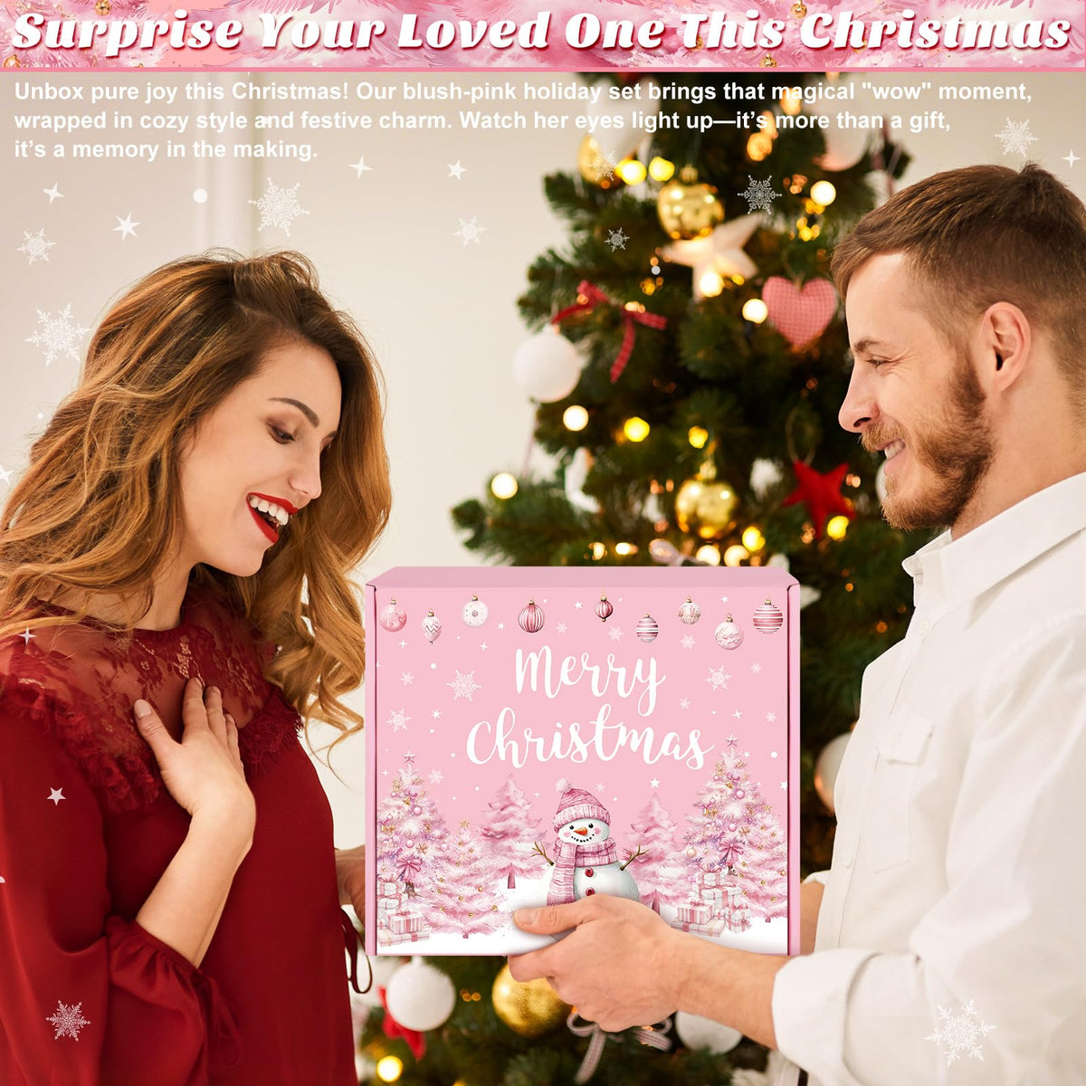Christmas Gifts for Women Pink, Womens Christmas Gift Set 2025, Xmas Gifts Baskets, Snowman Presents for Women, Coworkers, Teacher, Sister, Mom, Wife, Friend, Secret Santa Gift