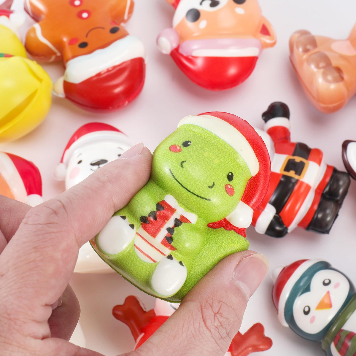 24PCS Christmas Squishy for Party Favors Gifts, Stress Relief Toys for Goodie Bags Pinata Fillers, Stocking Stuffer for Kids, Treasure Box Carnival for Prizes Rewards, Fidget Squeeze Advent Calendar