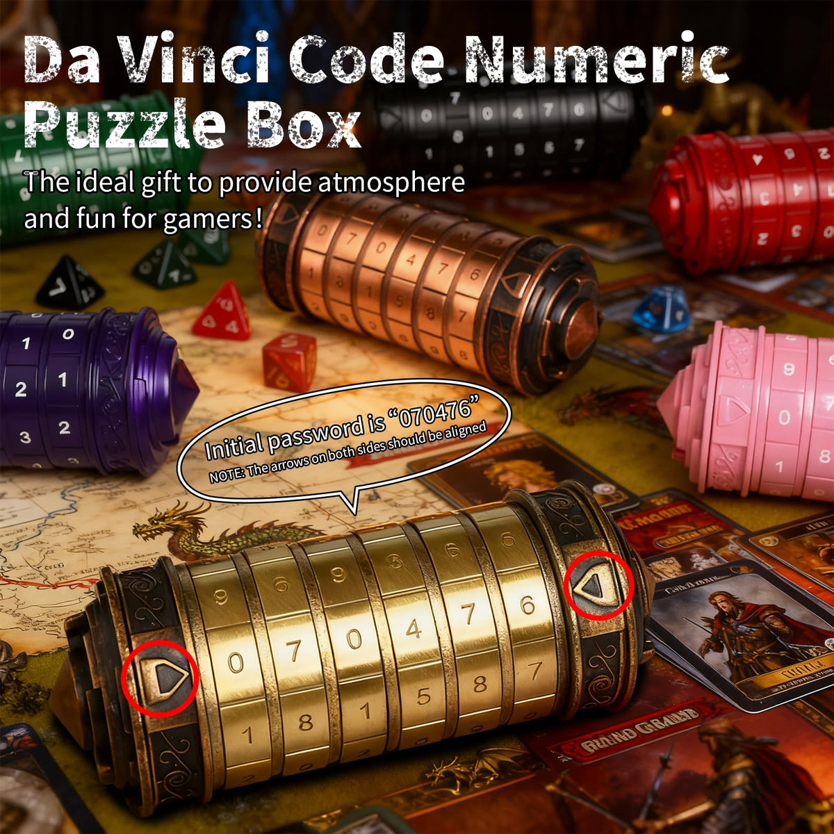 VIGIamy Cryptex Da Vinci Code Numeric Puzzle Box,Metal Money & Jewelry Puzzle Box for Cash Gift with Hidden Compartment,Escape Room Brain Teaser for Teens & Adults,Unique Gift for Christmas & Birthday