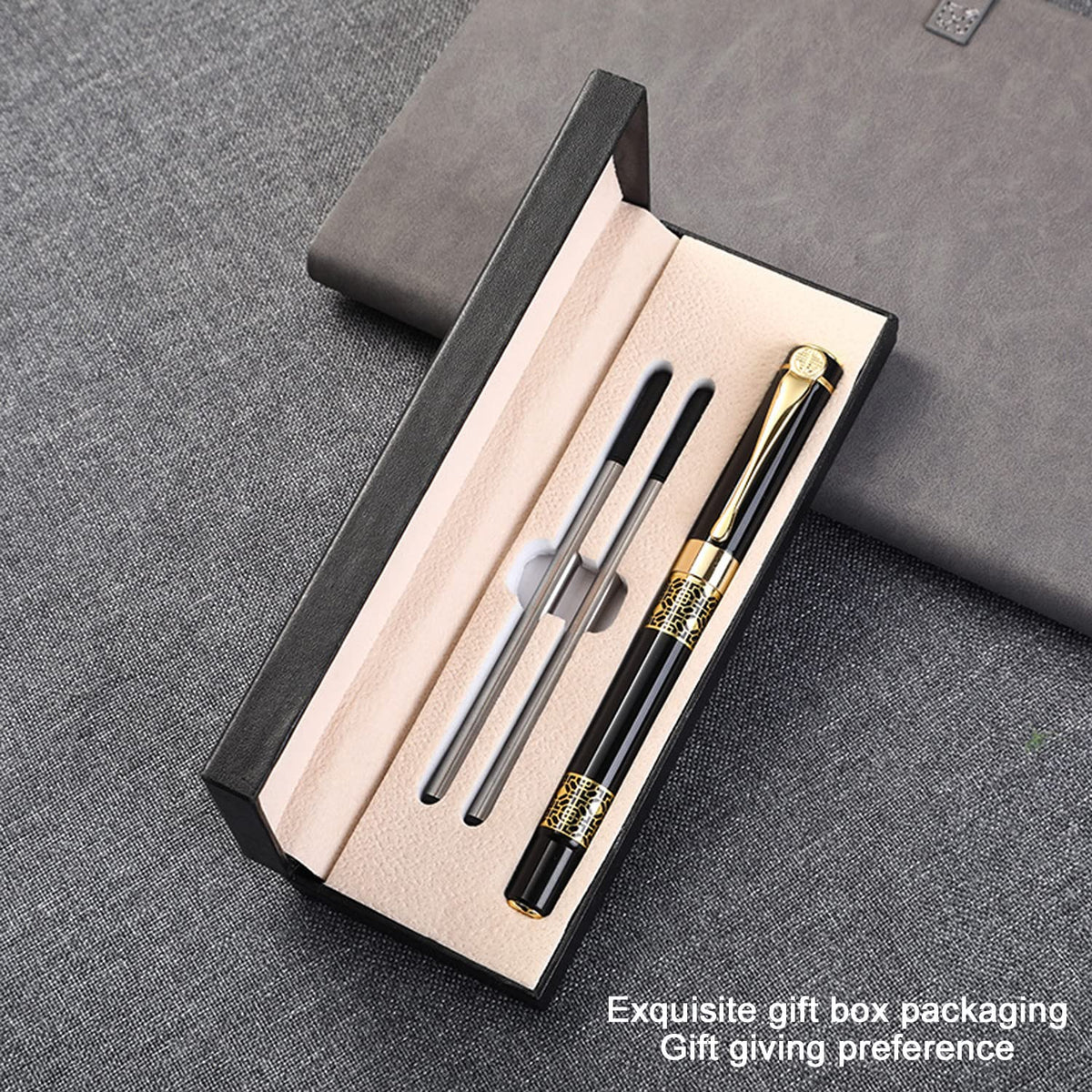 YIVONKA Ballpoint Pen Black Refill,Classical retro style Luxury Pen,Best Ball Pen Gift Set for Men & Women Professional Executive,Office,Nice Pens Classy Gift Box (2 Pack Black)