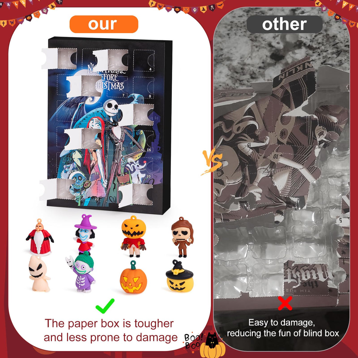 Nightmare Advent Calendar,Advent Calendar 2026,with 24 Collectible for Kids Adult Boys Girls,Halloween Countdown Calendar Boo Basket Stuffers Trick or Treat