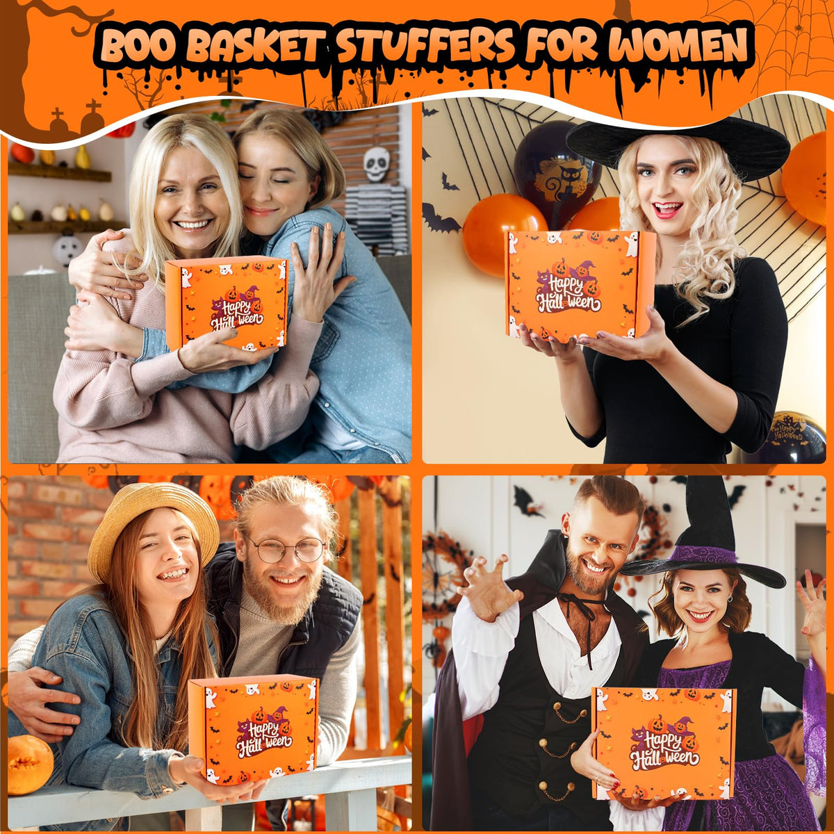 Munutix Boo Basket Stuffers for Women - 8pcs Halloween Gifts Basket for Teens Girls with 17oz Glass Cups & Spa Gifts - Boo Basket for Family, Friends, Her, Mom, Sister, Wife