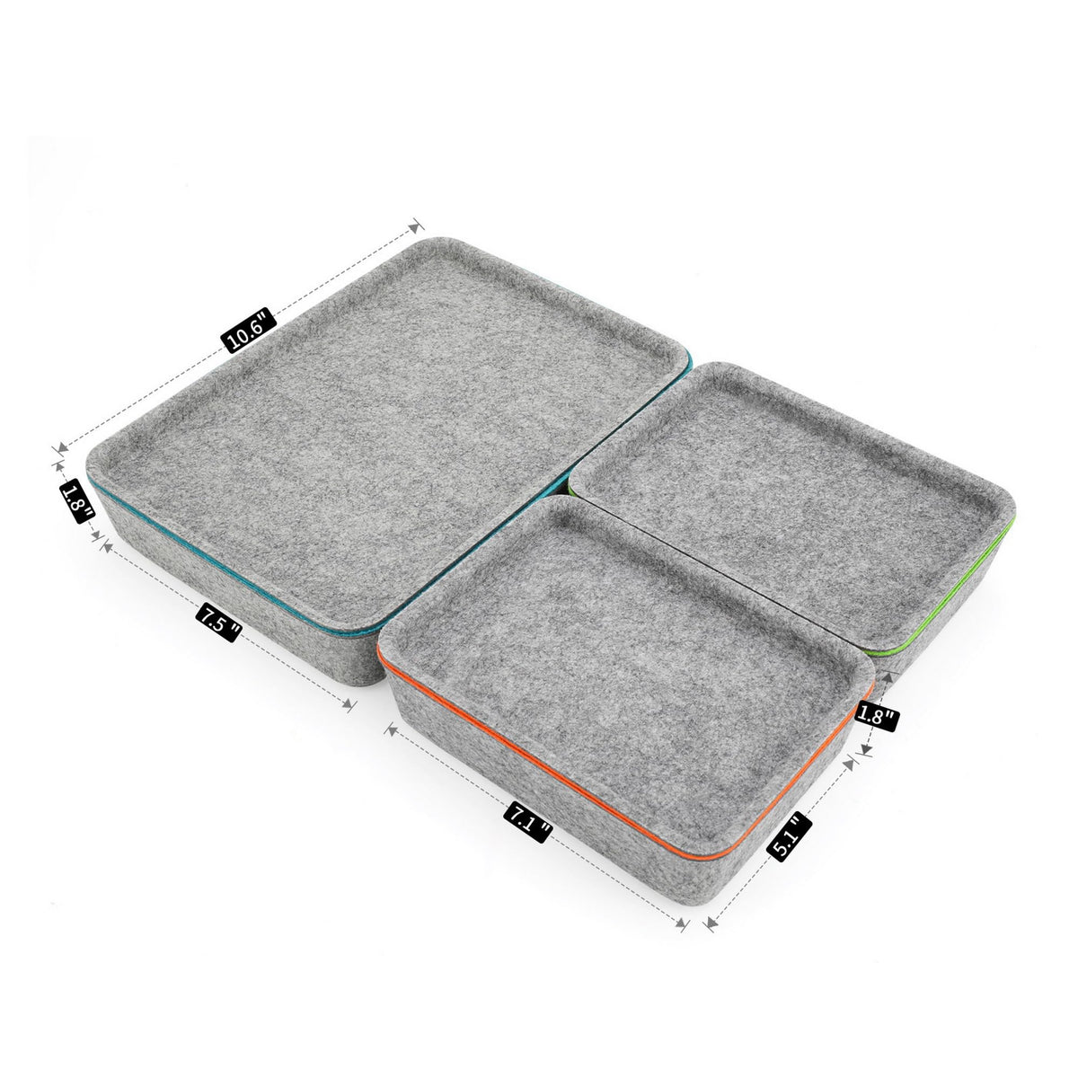 Welaxy stackable Lidded drawer organizer bins home office work desktop storage box with lid for junk makeup stationery decluttering sorting 3-pack gift idea (Orange + Green + Turquoise)