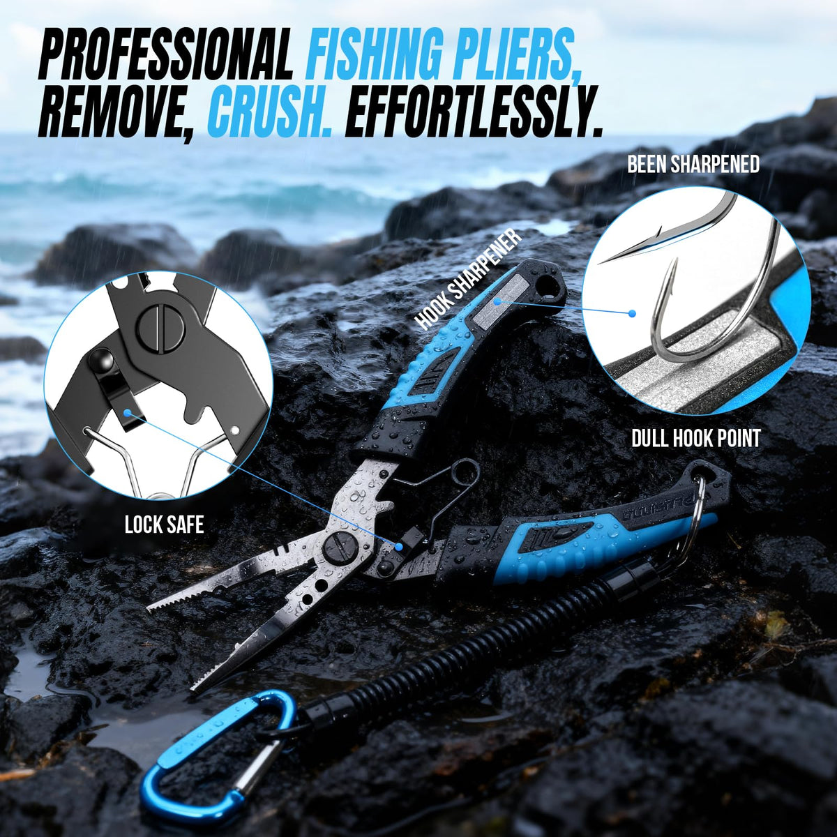 PLUSINNO Fishing Gear, Fishing Tools, 7PCS Fishing Accessories, Corrosion Resistant Fishing Pliers Kit, Fishing Knife, Floating Fish Lip Gripper Fishing Gifts for Men, Gifts for Fishermen