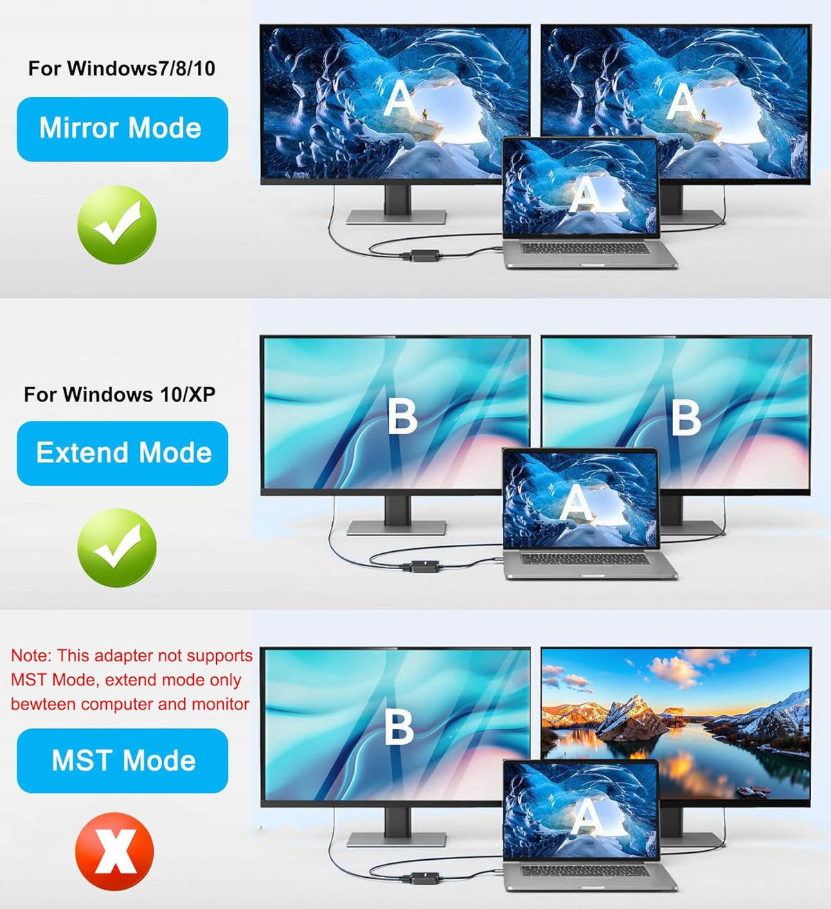 AKWOR 2 3.0 1920 1080P@60HZ USB to HDMI Adapter for Monitors, USB to Dual HDMI Adapter * Full HD Audio Video Graphics