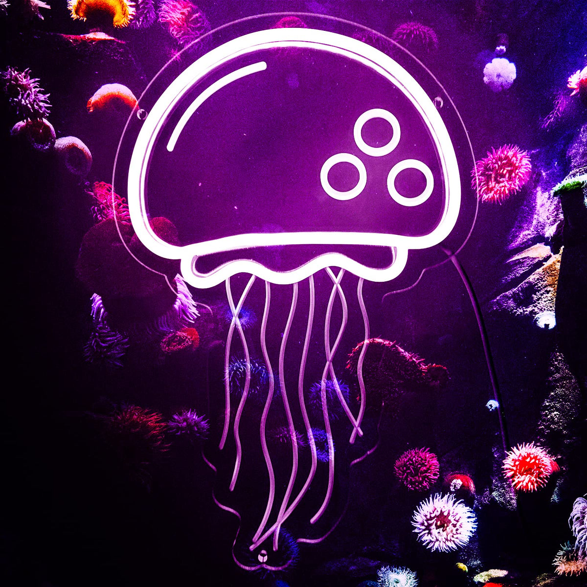 Jellyfish Neon signs for wall decor,Powered by USB Purple LED Neon Light Sign，3D Art Aesthetic Jelly Fish Neon Sign for Birthday Party,Jellyfish Decor, Kids Gifts