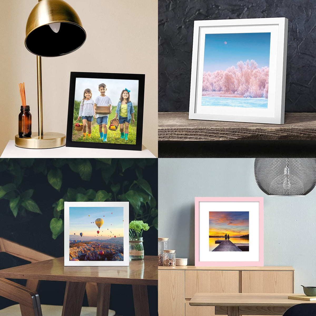12x12 Wood Picture Frames for Wall Hanging or Tabletop,Diamond Painting Frame Baby Scan Picture Frames with 2 Mats Display 8x8 or 10x10 for Family Walls Decoration,Anniversary,Wedding,Christmas(Pink)