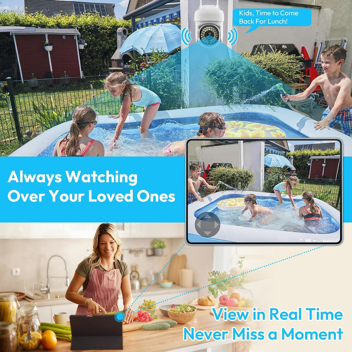 Ayla link 3MP 2K 2.4GHz 360 2-Way Security Camera Outdoor, HD Cameras for Home Security, Support WiFi, PTZ Auto
