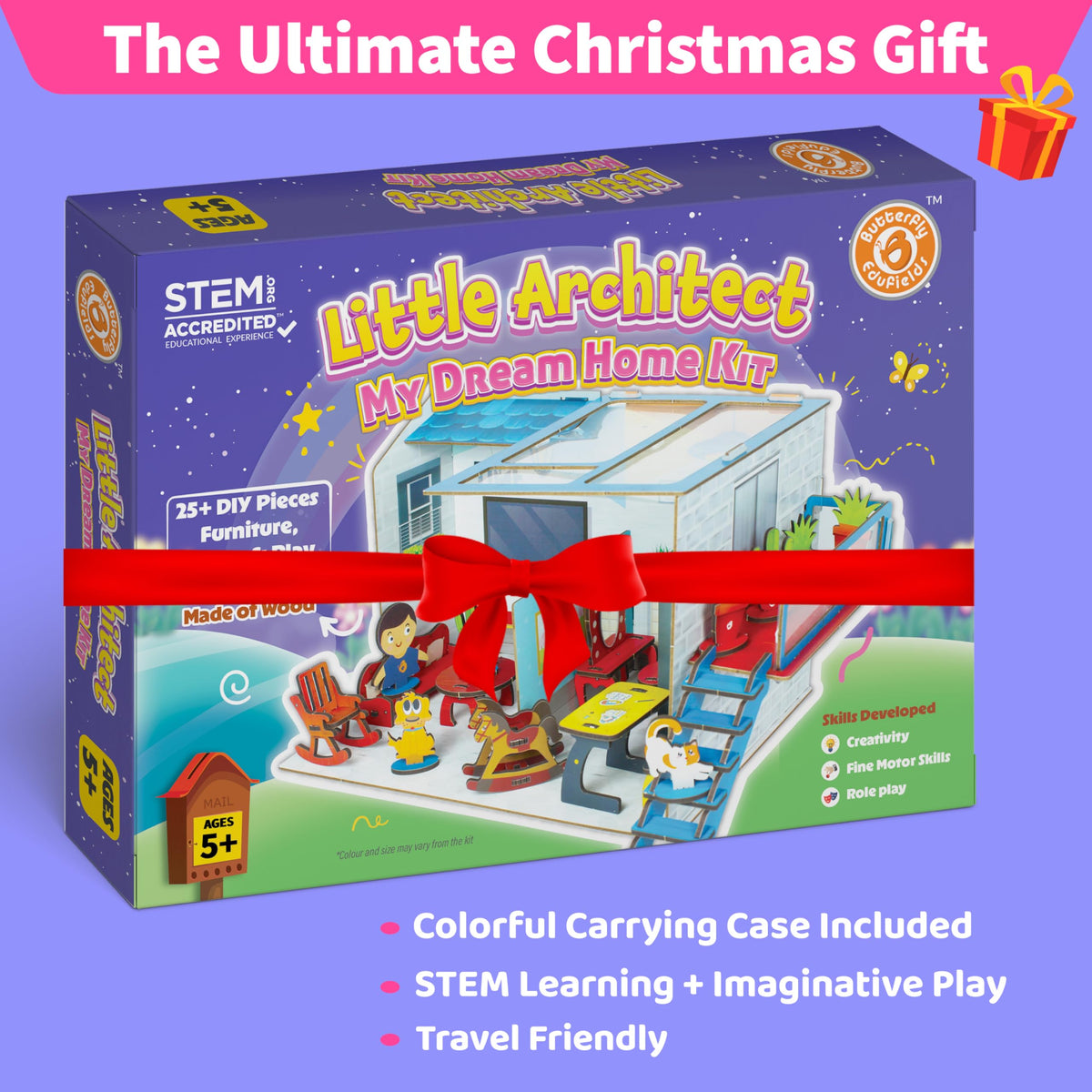 DIY Dollhouse Kit for Girls Ages 5–9 | Miniature House 3D Puzzle with Furniture & Accessories | Build & Play STEM Craft Kit for Girls 5 6 7 8 9 10