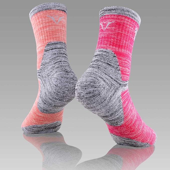 FEIDEER Women's Hiking Walking Socks, 4-Pack Outdoor Recreation Socks Wicking Cushion Crew Socks