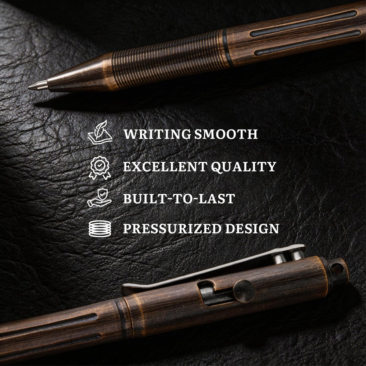 SMOOTHERPRO Bolt Action Pen, Solid Brass Ballpoint Pen Compatible with Pilot G2 Refill, Weighted Heavy Pen for Tremor Parkinson Arthritic Hand, Color Natural (RG336)