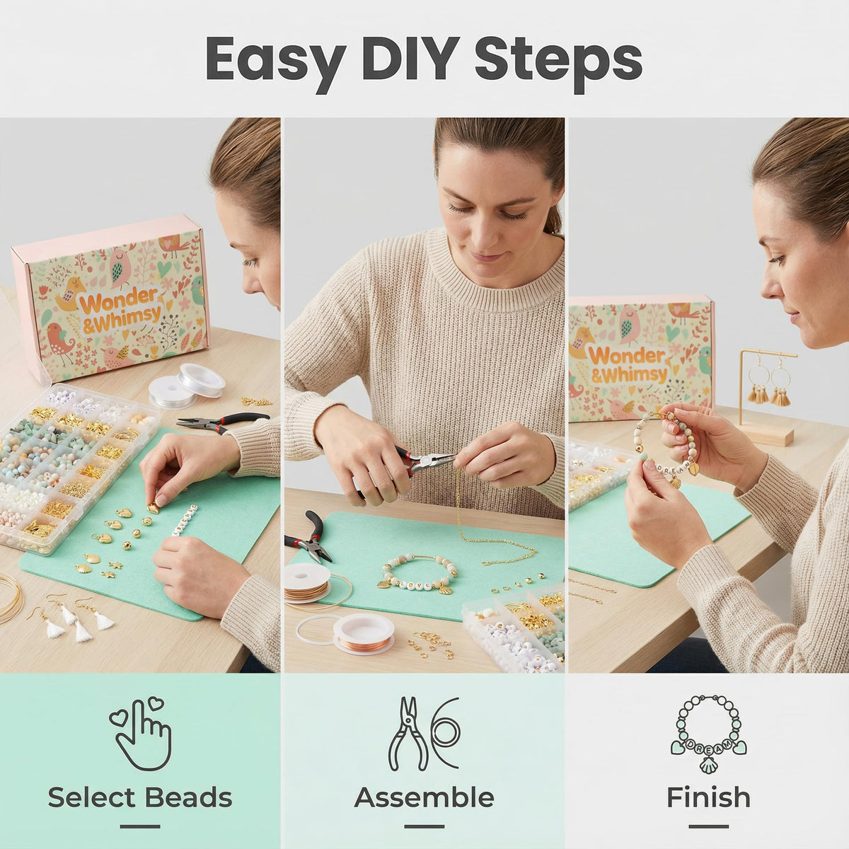 Jewelry Making Kit for Adults, 1920+ Pcs Natural Stone Beads for Bracelets Making, Includes Amazonite, Pearls, Irregular Stones & Letter Beads, DIY Crystal Bracelet Making Kit with Tools & Storage Box