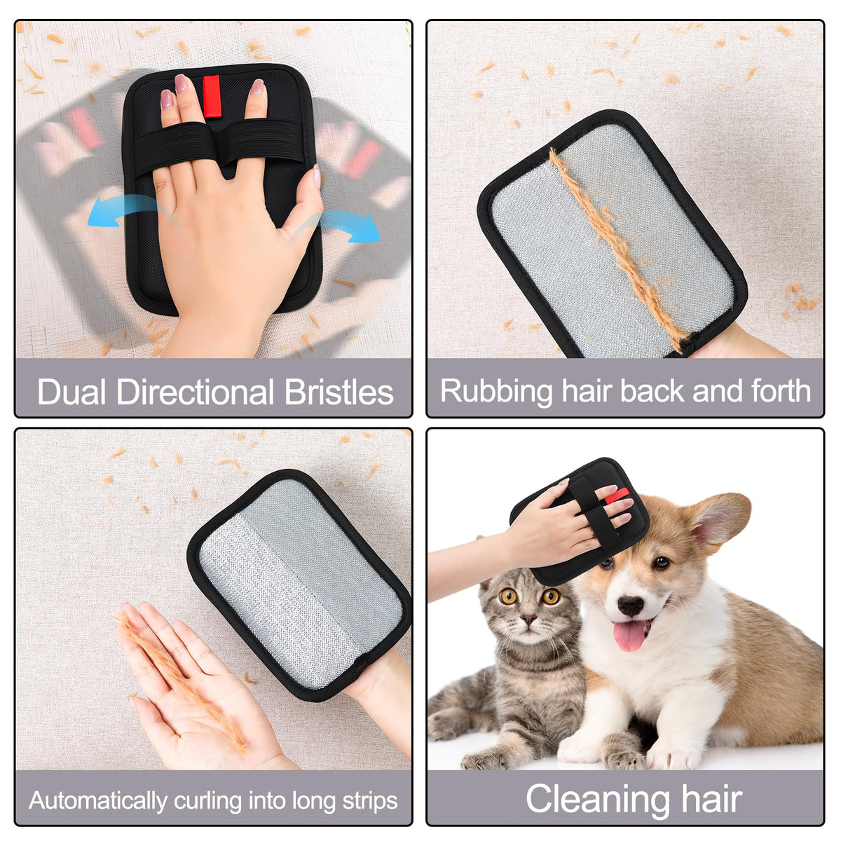Guiqulai 3 Pcs Pet Hair Remover Gloves Reusable Electrostatic Cat Dog Hair Remover Glove Pet Hair Removal Tool for Couch Furniture Curtain Carpet