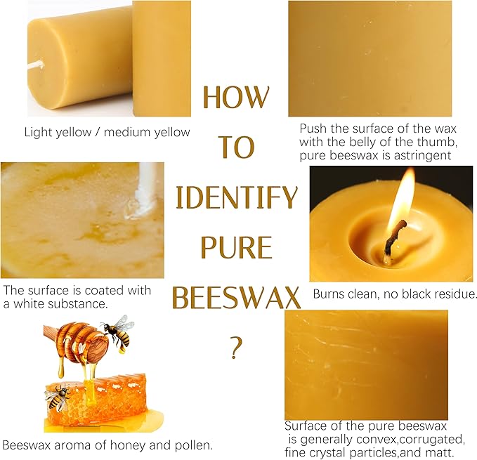 10 Packs Natural Beeswax Candles, 100% Pure Beeswax Pillar Candles for Emergency Prayer Home Decor, Bees Wax Candle for Relax, Smokeless & Dripless [2x4 inch]