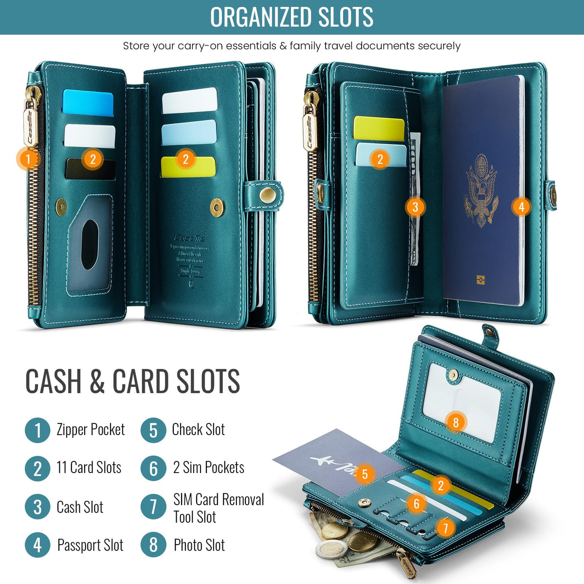 ASAPDOS Passport Holder Wallet Case Wallet for Men Women Blue