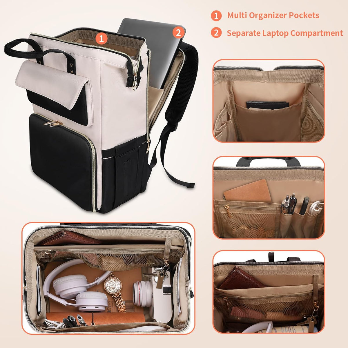 Backpack 15.6 Inch Backpack Backpack BERTASCHE Lunch for Women, Laptop with Insulated Cooler Lunch box, Work