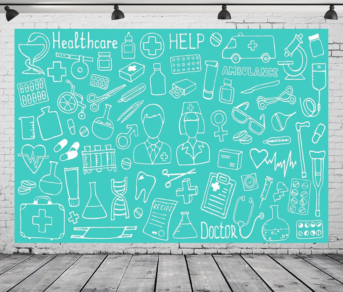 BELECO 7x5ft Fabric Doctor and Nurse Photography Backdrop Medical Equipment Healthcare Ambulance Background Hospital