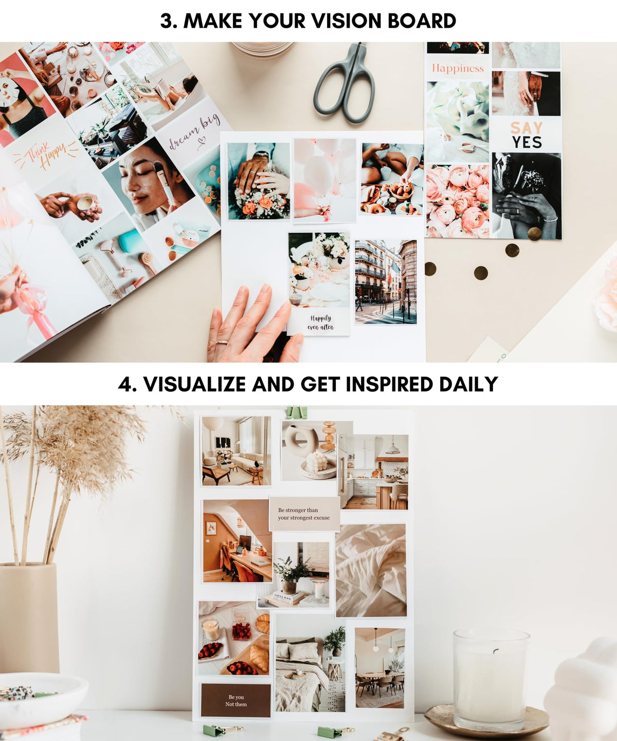 Lamare Vision Board Book - 1000+ Aesthetic Vision Board Images & Motivational Quotes, Vision Board Supplies, Vision Board Kit, Collage Book for Manifestation, Self Care & Goal Setting