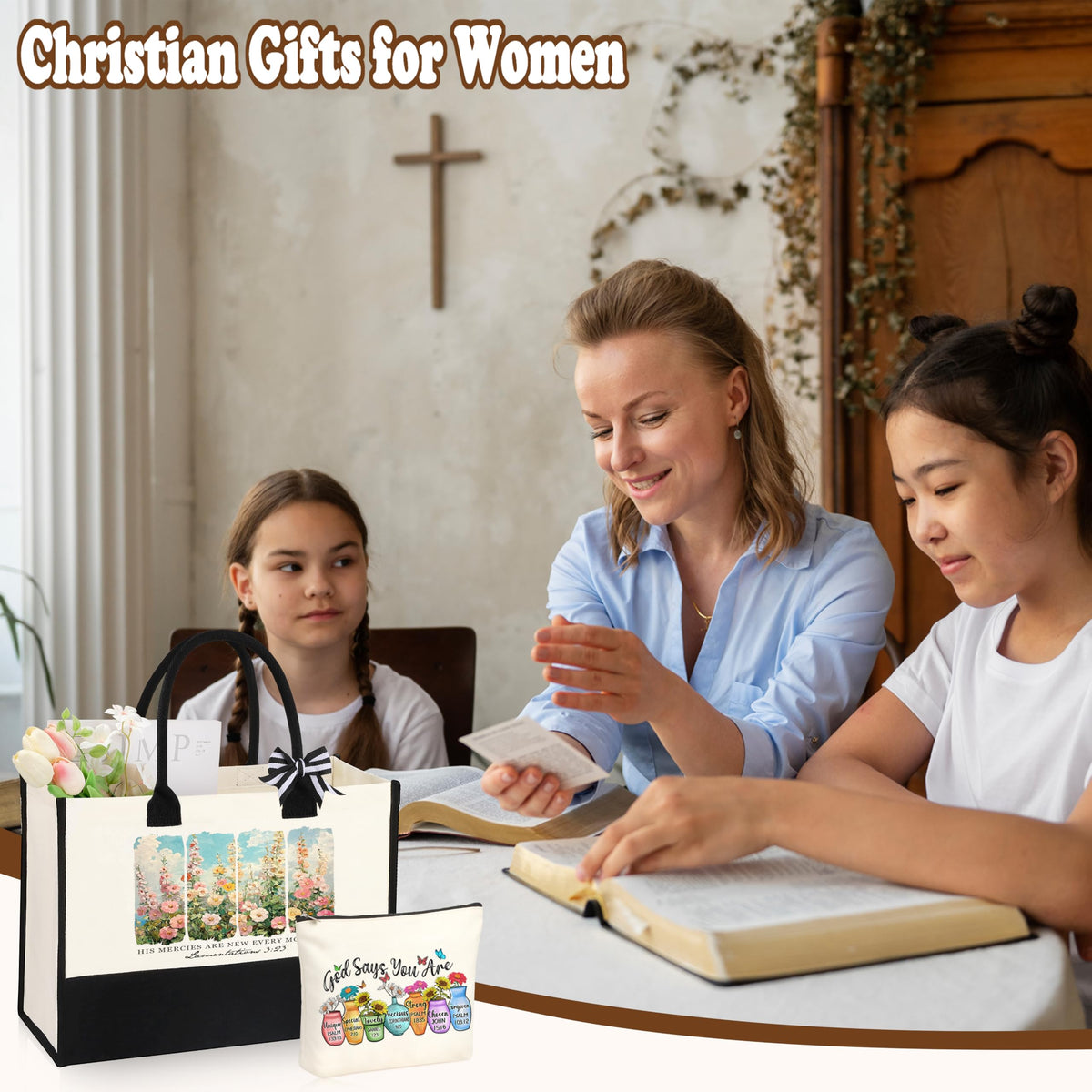 Christian Religious Gifts for Women, Mothers Day Birthday Gifts for Women, Best Friend Sister Mom Friendship Christmas Valentines Easter Ideas Present Basket of 6