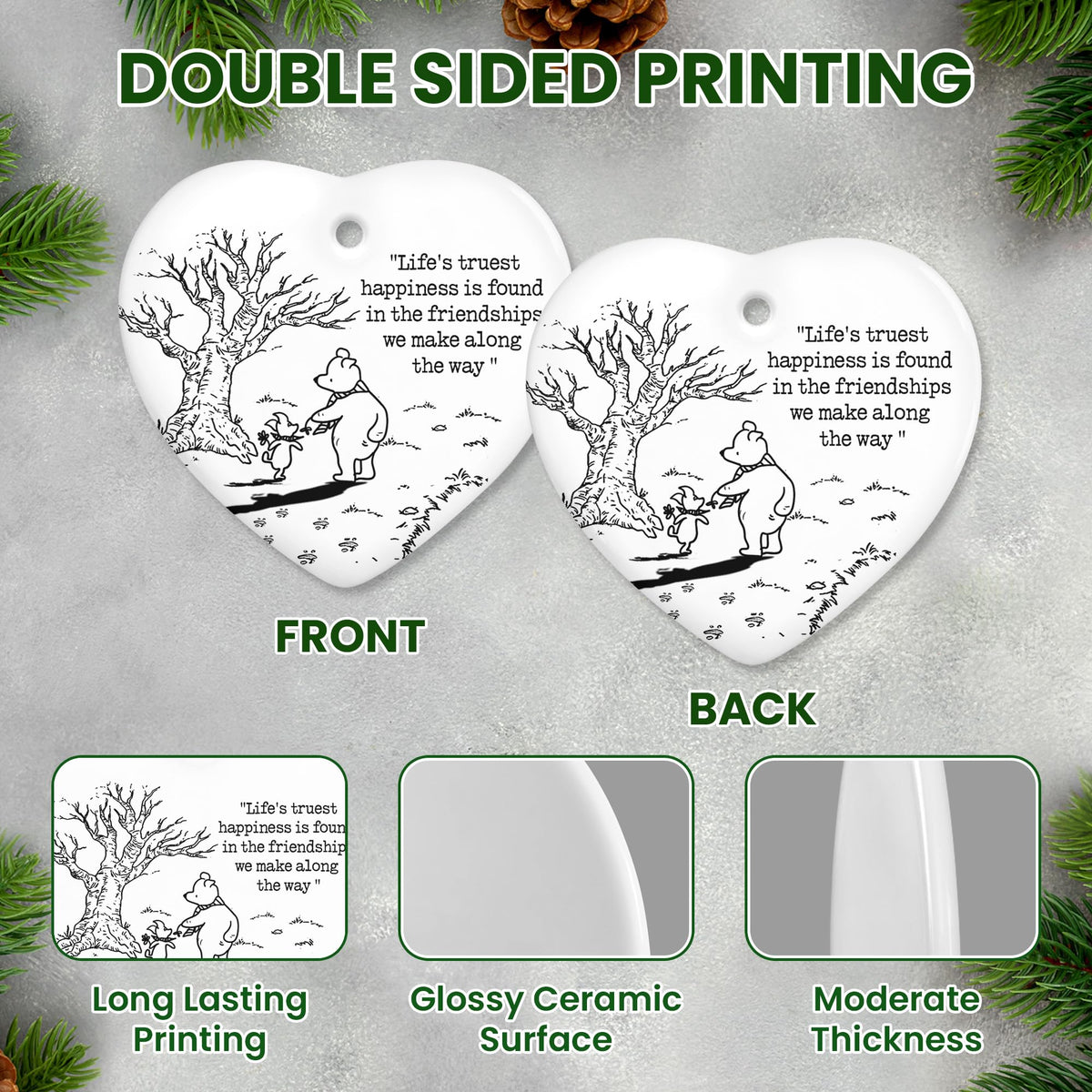 WRAPIX Christmas Friends Gifts for Women - Ceramic Christmas Ornaments 2025 for Tree Decorations - Birthday Gifts for Women Friendship Bestie BFF for Friend, Stocking Stuffers Gift