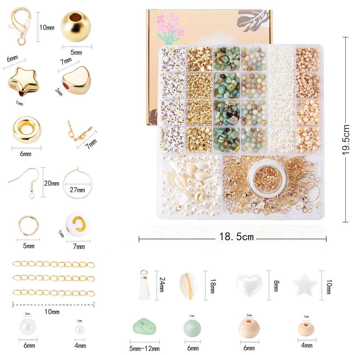Xylise Jewelry Making Supplies Kit Natural Stone Beads for Irregular Natural Stone with for DIY Craft Bracelet Necklace Earrings for Adults (Amazonian)