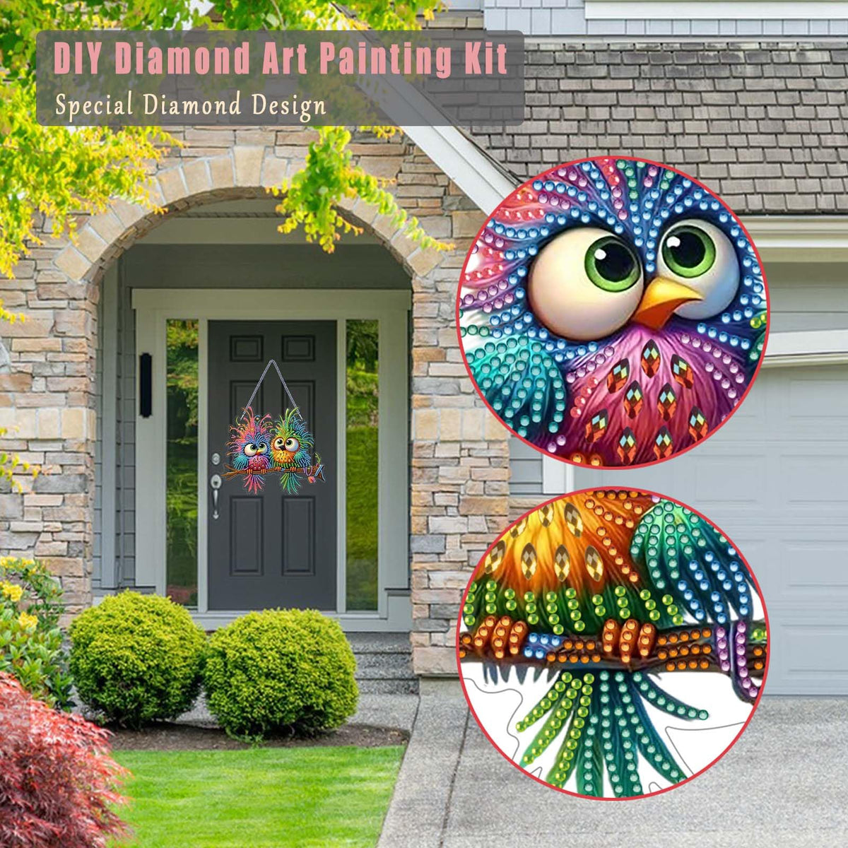 TSRUVYL Bird Diamond Art Painting Kit, Hanging Double Sided Diamond Art Suncatchers Window Pendants, Cute Diamond Painting Crafts Gift, DIY Special Shaped Gem Wall Ornament for Adults(Colorful-Bird)