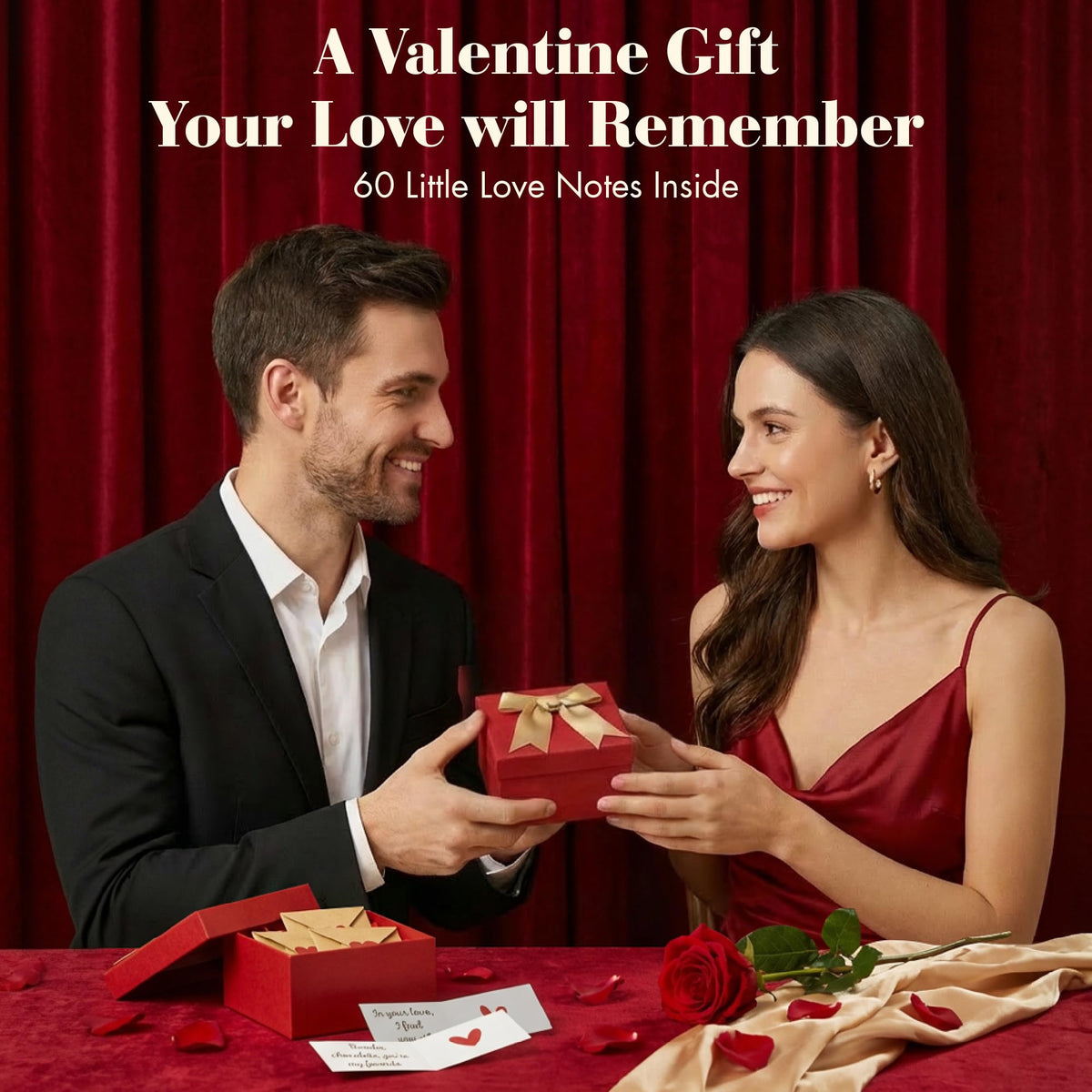 STOFINITY 60 Mini Love Notes With Envelopes - Personalized Valentines Day Gifts For Him, Her, Girlfriend - DIY Valentines Gift For Husband, Wife, Men, Women - Boyfriend Gifts for Birthday, Anniversary