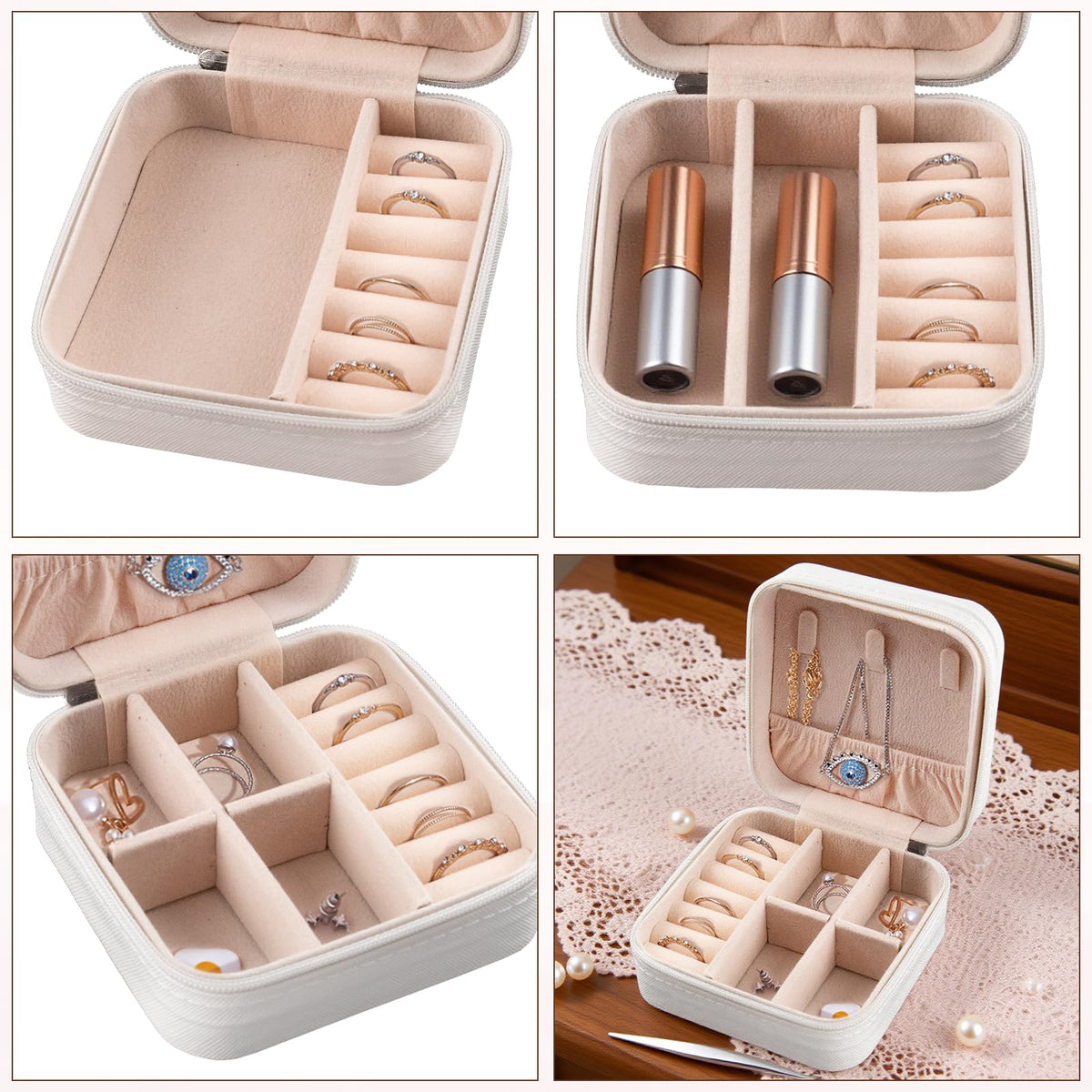 QUYLIXX 12 Pcs Mini Travel Jewelry Case Bridesmaid Proposal Gift Boxes Small Jewelry Organizer PU Leather Earring Organizer Box Bulk Travel Accessories Portable Travel Jewelry Holder