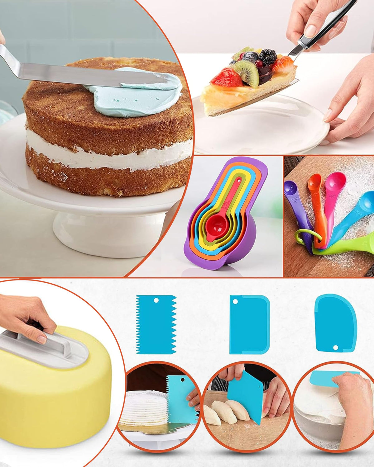 RFAQK 700PCs Cake Decorating Kit with Baking Supplies - Cake Turntable for Decorating with Baking Pans, Leveler, 24 Numbered Piping Tips, 2 Spatulas, Fondant Tools, Video Course, Pattern Chart & More