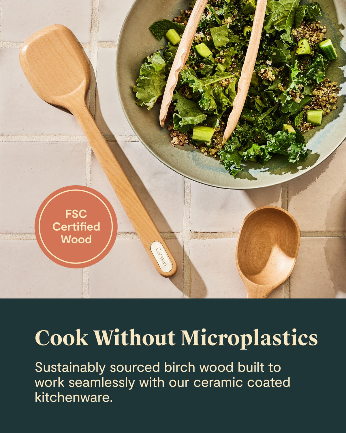 Caraway 14-Piece Kitchen Prep Set - Kitchen Knife Set & Wooden Utensil Set - Made With Premium German Steel Blades & FSC-Certified Birch Wood - Non-Toxic Materials - Includes Organizer - Perracotta