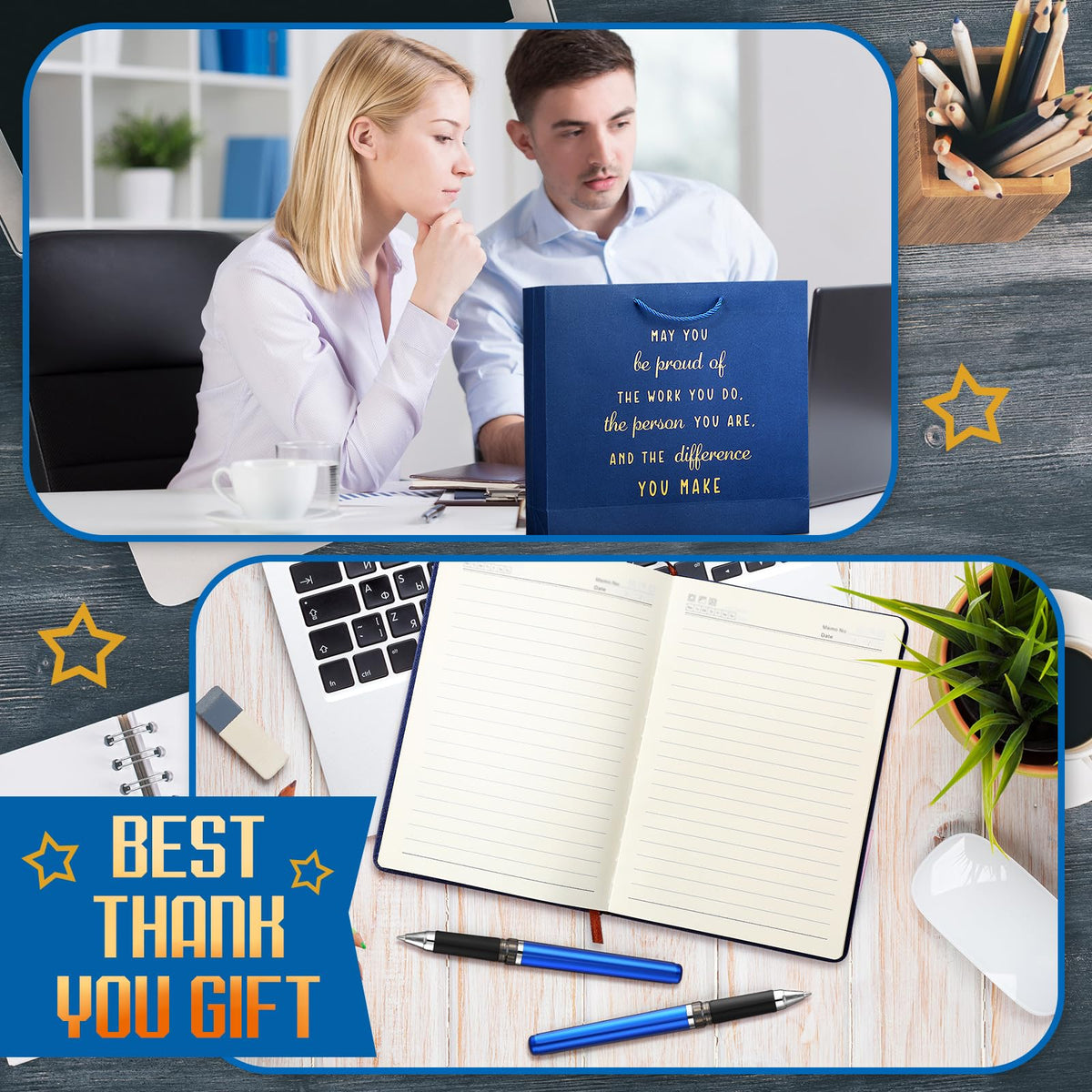 Honoson Employees Appreciation Gift Set for Men, New Employee Welcome to The Team Sets Notebook Pen and Tumbler May You Be Proud, Farewell Gifts for Coworkers(Blue)