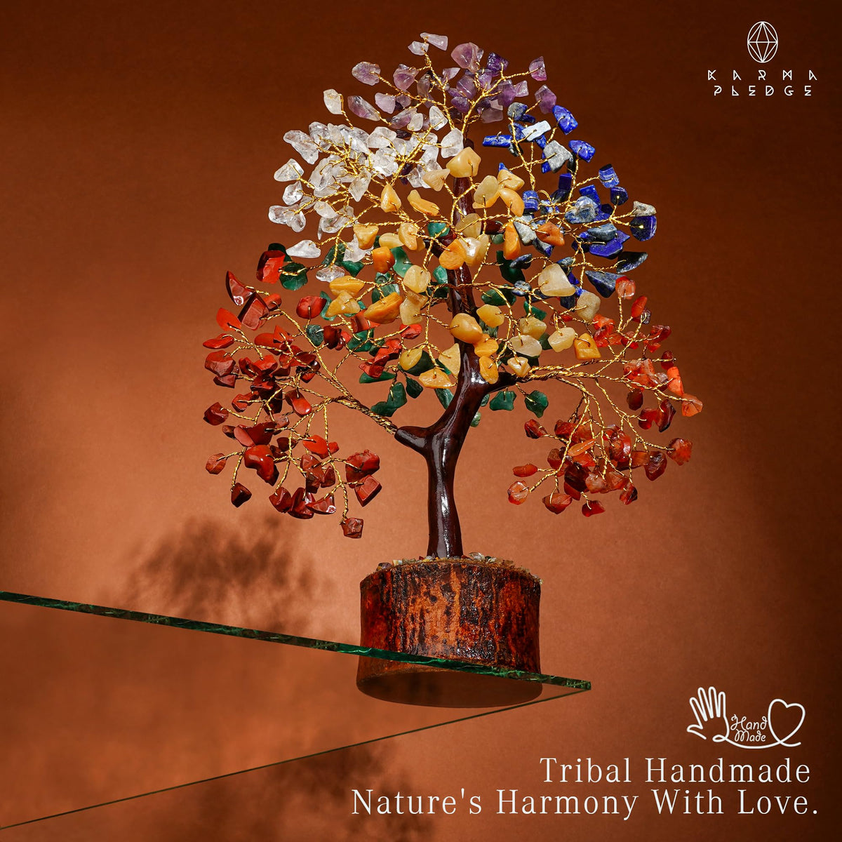KARMAPLEDGE 7 Chakra Tree of Life for Manifestation Unique Birthday Gifts for Women, Men, Friends, Handmade Home Office Decor Healing Crystal Tree for Money, Reiki, Good Luck, for Her, Mom & Dad