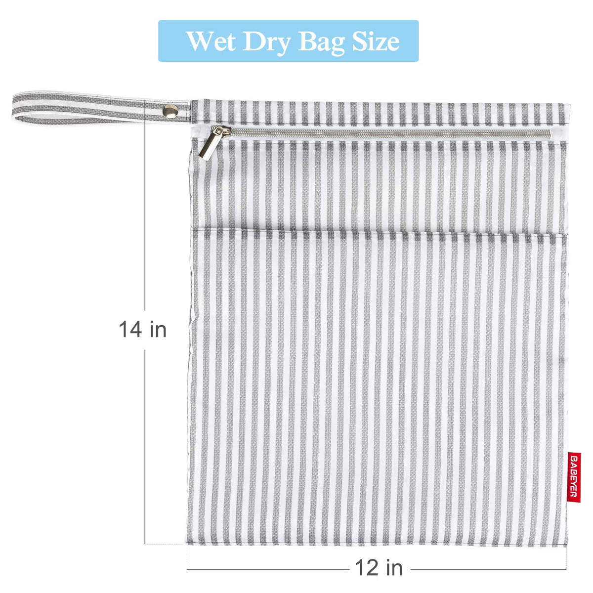 BABEYER 2Pcs Wet Dry Bags for Baby Cloth Diapers Waterproof Washable Reusable with Two Zipper Pockets for Dirty Gym Clothes, Travel, Beach Pool Daycare Soiled baby Accessories