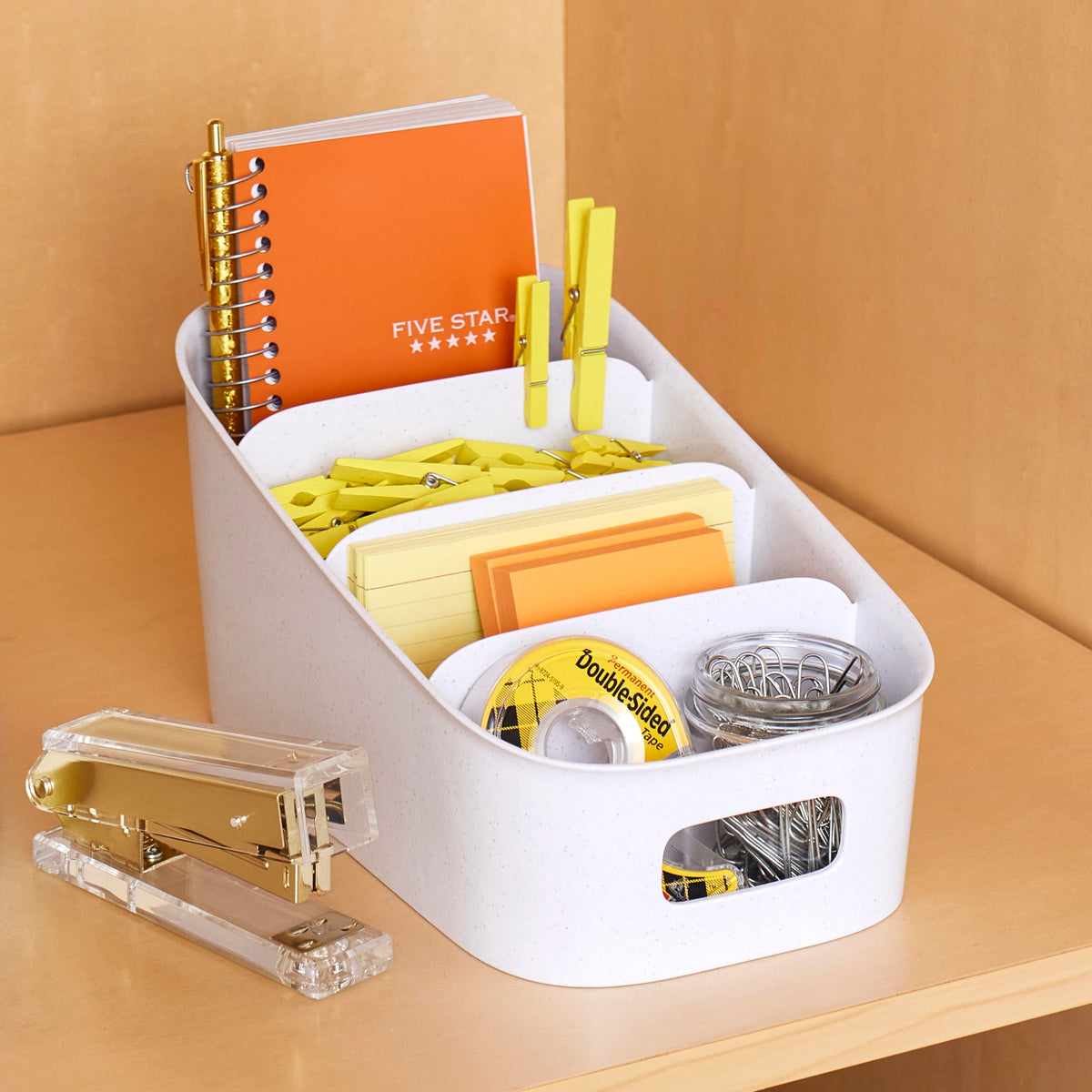 YouCopia ShelfBin Packet Organizer, 4-Tier Stairstep Raised Divided Bin, BPA-Free Storage Caddy for Kitchen Pantry and Cabinet Organization, Tea Bags, Medicine, and More